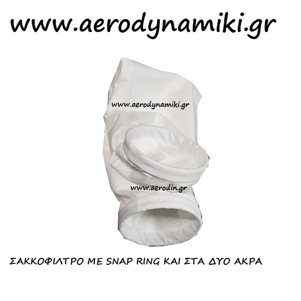 Bag filter for filter unit with snap ring