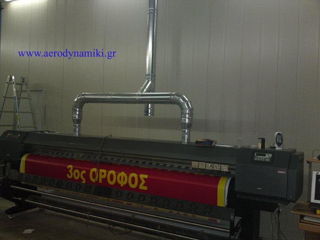 Installation of ventilation in an offset printing machine.